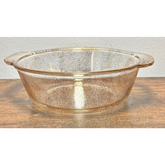 Vintage Fire King Clear Gold Speckled 2Qt Casserole Dish Made in USA - Picture 7 of 11
